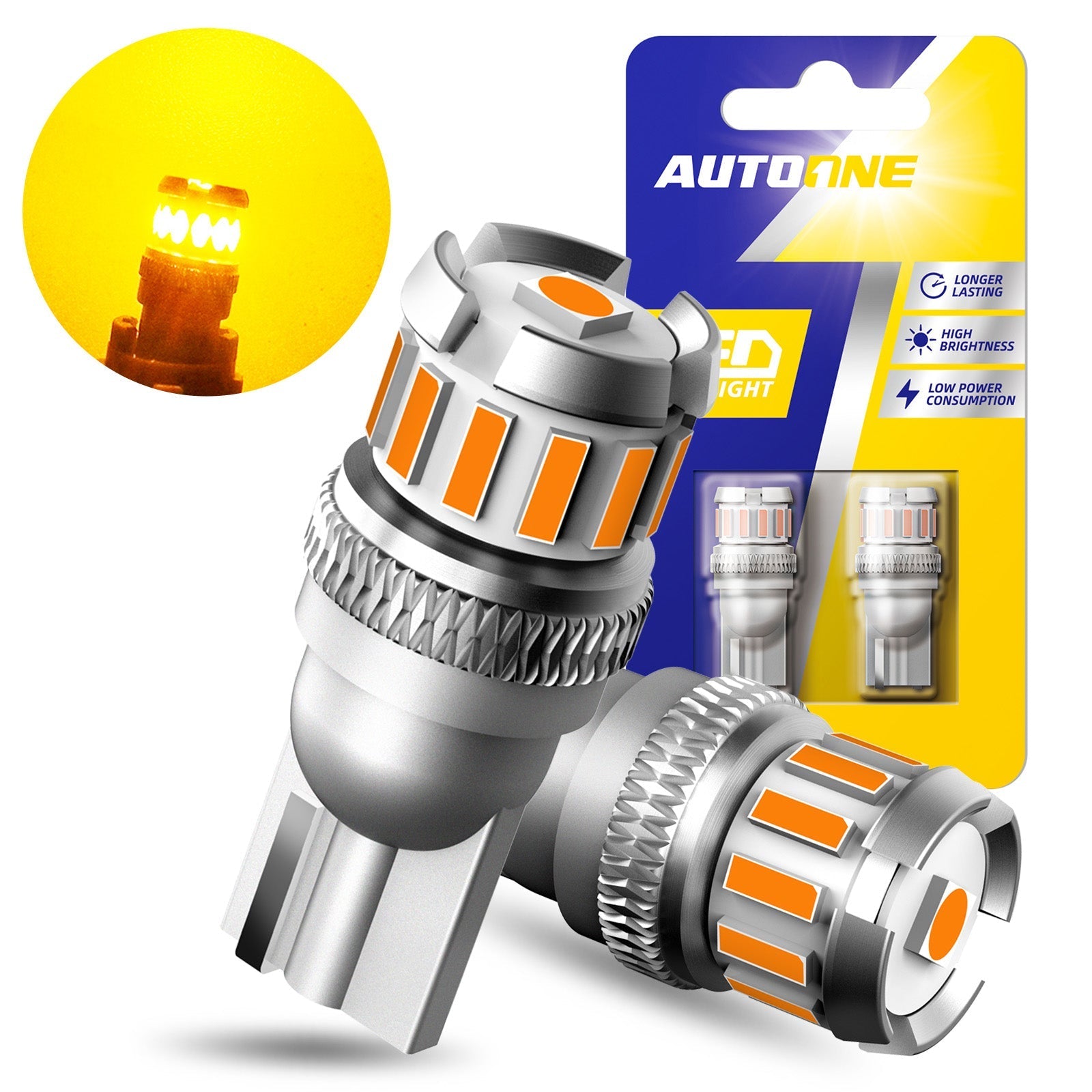 AUXITO 194 LED Bulb Amber, 168/2825/W5W/T10 for front/rear side