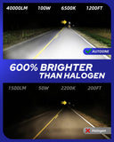 Autoone Headlight Bulb 9005+H11 LED Headlight Bulbs Kit 40000LM 6500K White 4 PCS (2 pairs)