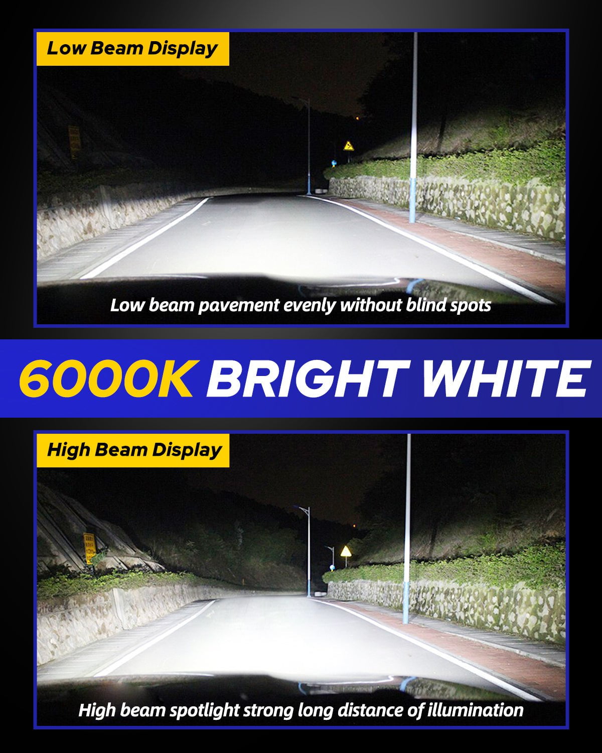9006 HB4 LED Headlight Bulbs 12000LM 6000K White 2 PCS